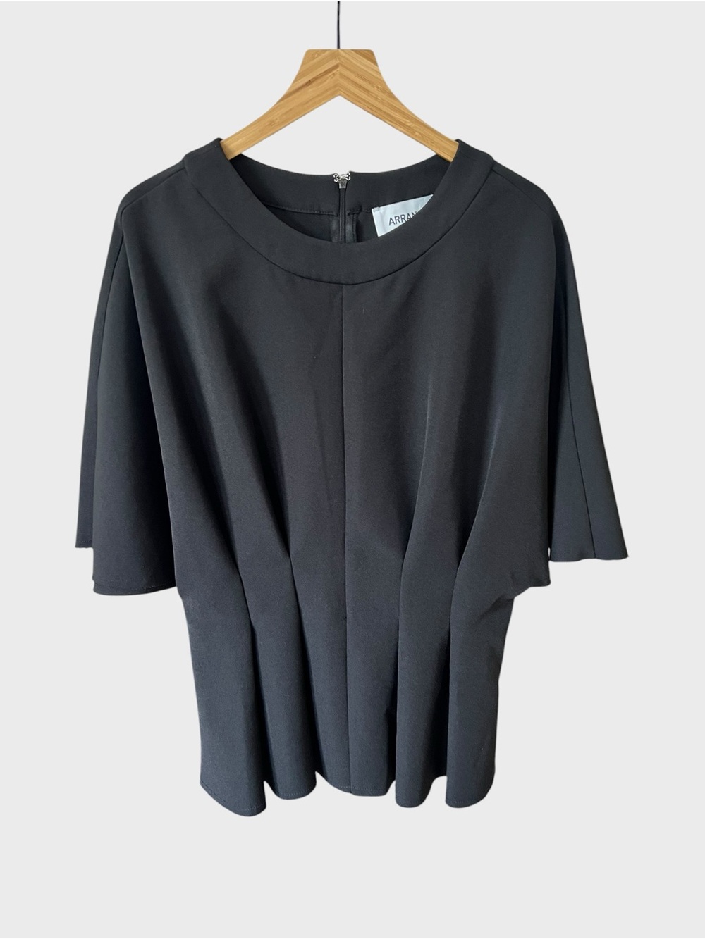 ARRANGE Black Short-Sleeve Pleated Women's Top